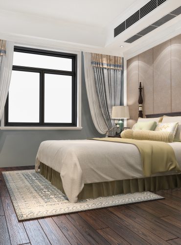 3d rendering beautiful luxury bedroom suite hotel with tv