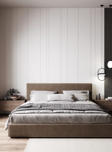 modern bedroom interior beige tones bedroom mock up 3d rendering